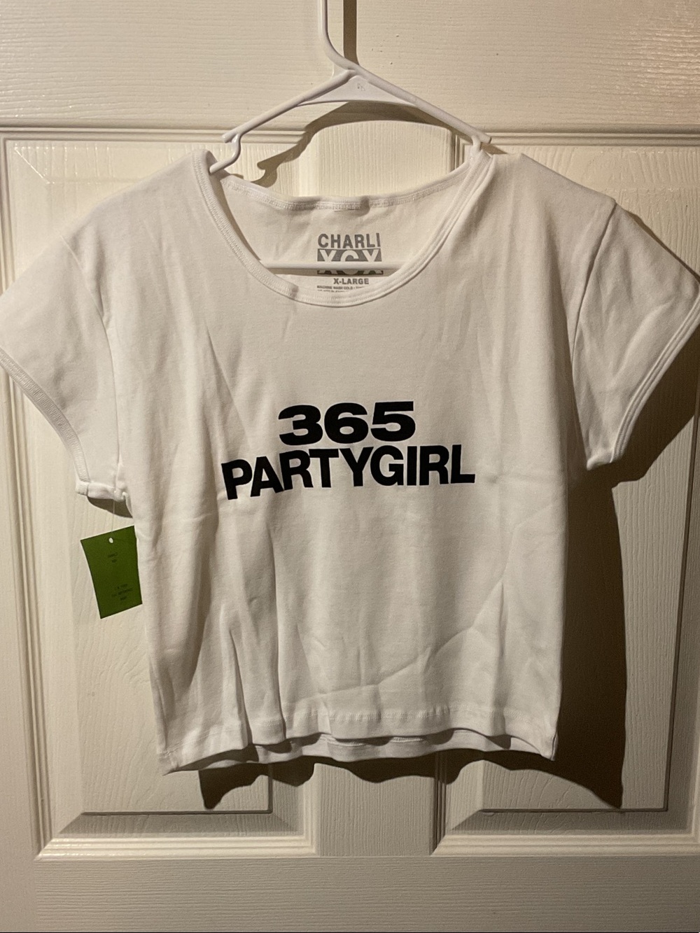 Charli XCX 365 PARTYGIRL White Crop Top